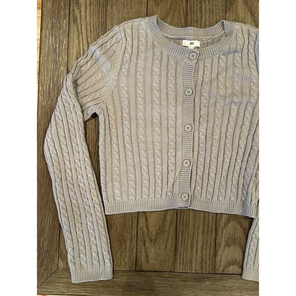 BP. Women's Gray Cable Knit Button Down Crop Cardigan Sweater Long Sleeve S NWT - Picture 2 of 9